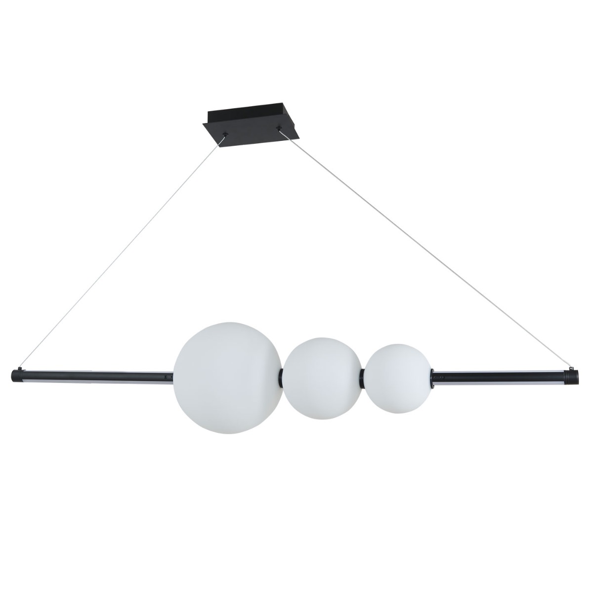 Linear Pendant with 3 Opal Glass Orbs - Image 6